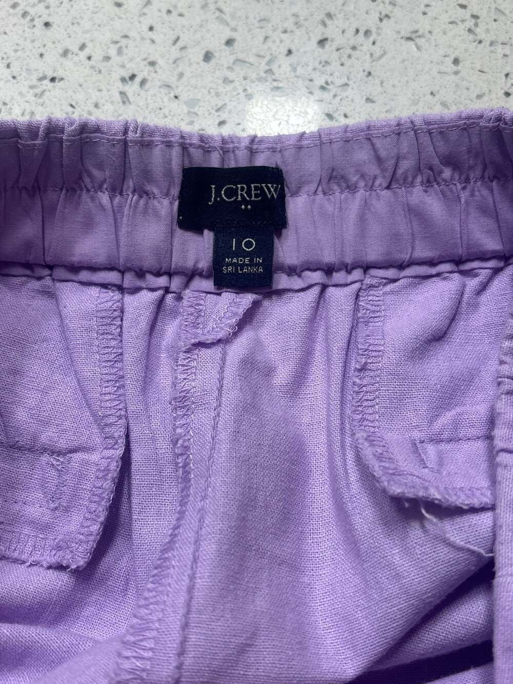 J.Crew Linen Pull-On Button Detail Pants Purple Size 10 - Picture 4 of 10